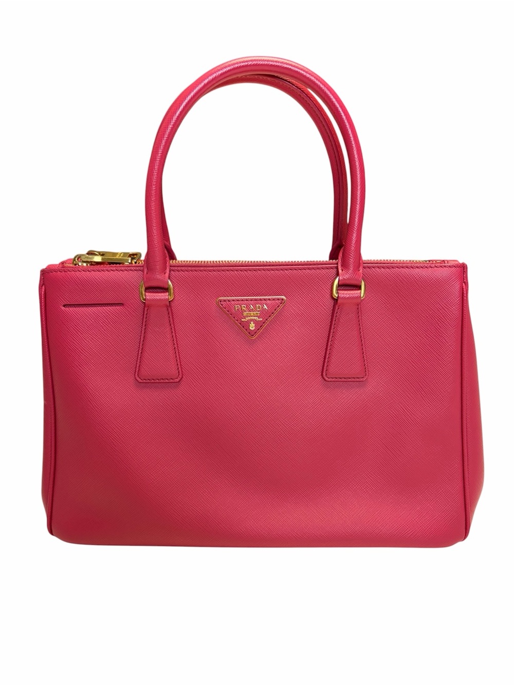 Prada Pink Saffiano Leather Satchel with Gold Hardware
